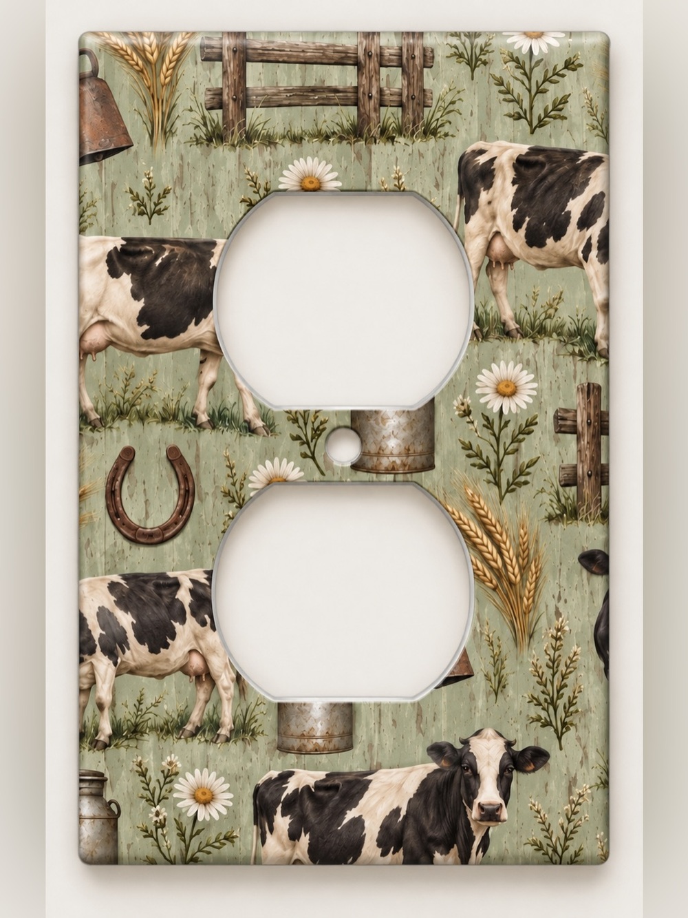 Rustic Dairy Cow Farmhouse Outlet Cover Holstein Country Kitchen Decor